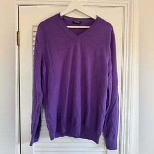 Saks Fifth Avenue 100% cashmere v-neck sweater, XL, royal purple